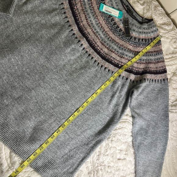 Lety & Me Gray argyle Patterned Women's knit Sweater XL - Picture 5 of 10